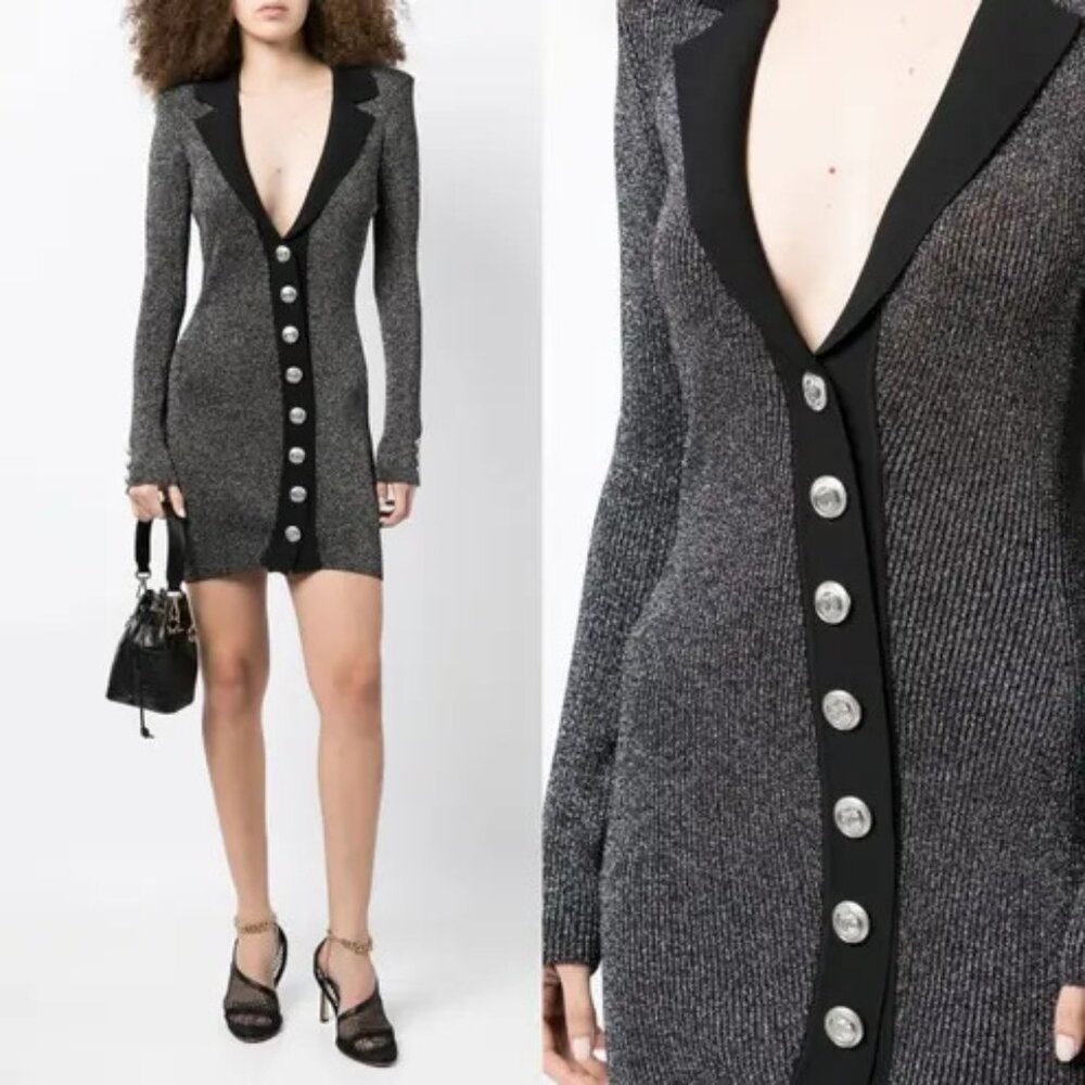 Retrofete Black The Mimi Ribbed Sweater Dress M